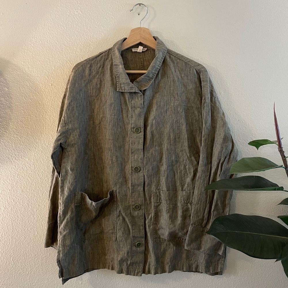 Eileen Fisher 100% Organic Linen Work Jacket